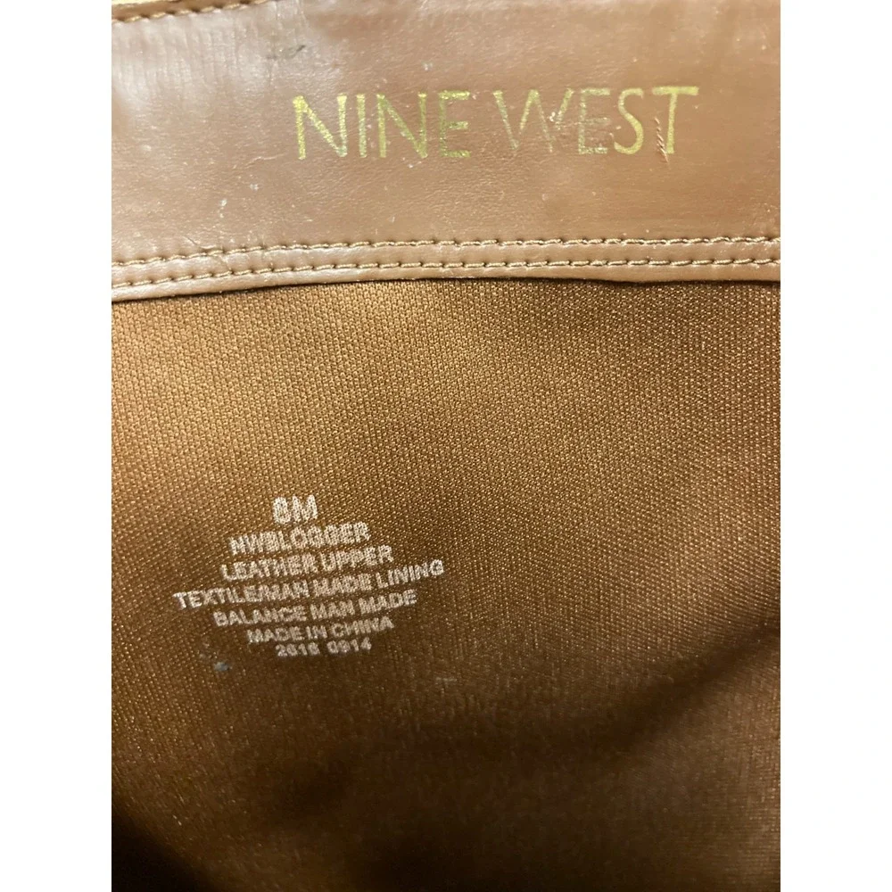 Nine West Blogger Leather Knee-High Riding Boots Women's Brown Side-Zip - 8M‎